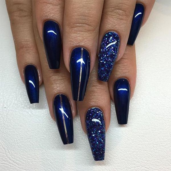 Long Blue Coffin Nails You Need To Try Right Now
