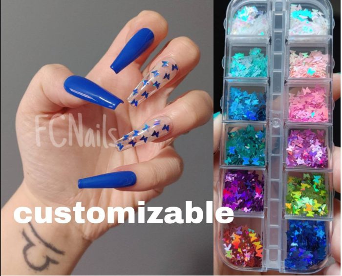 The Royal Butterfly Blue Butterfly Press On Nails Custom