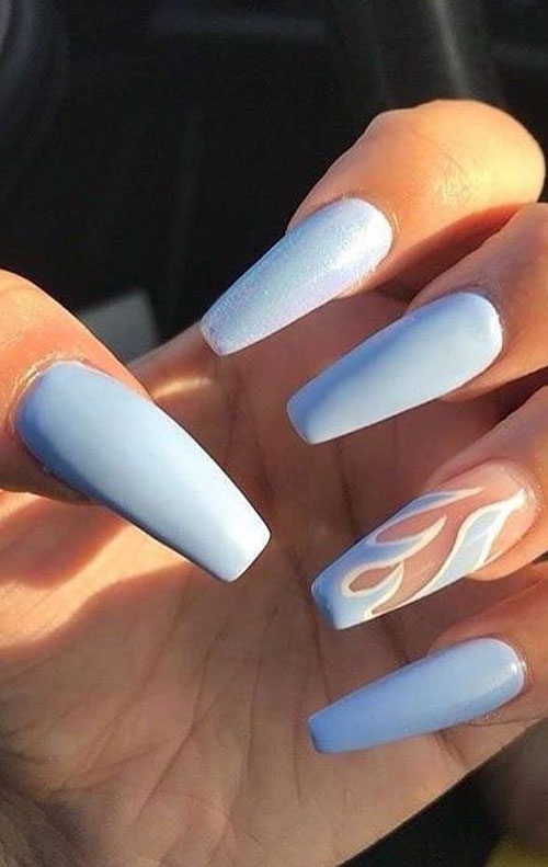 Top Cool Blue Acrylic Nails