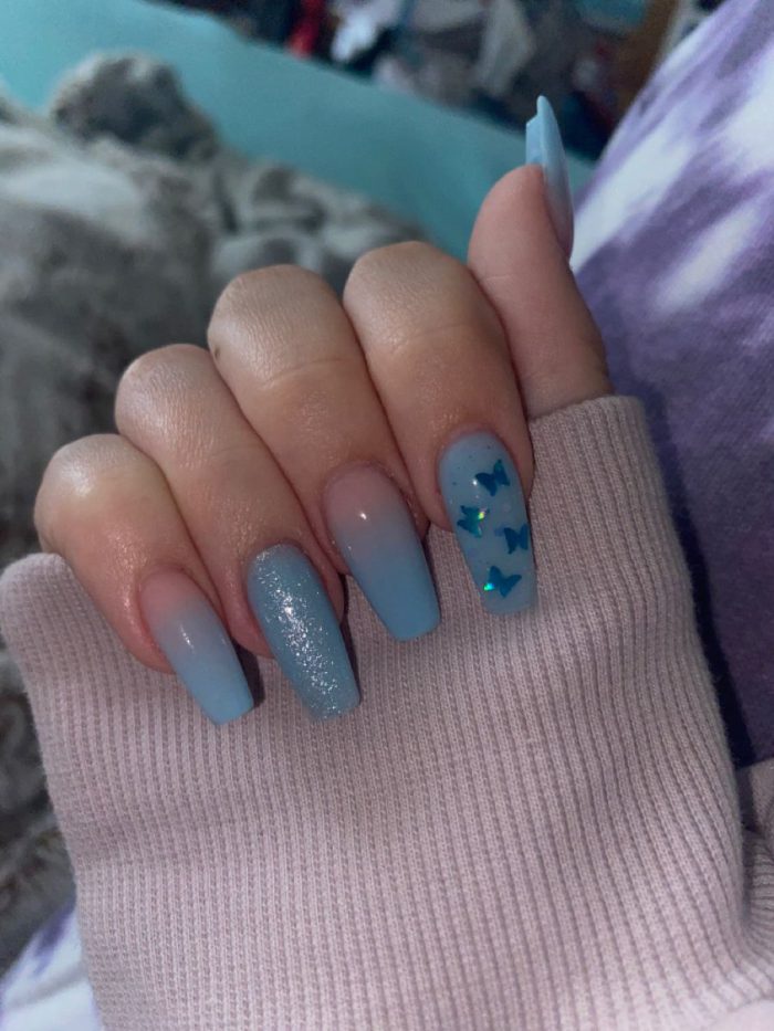 Blue Butterflies Nails