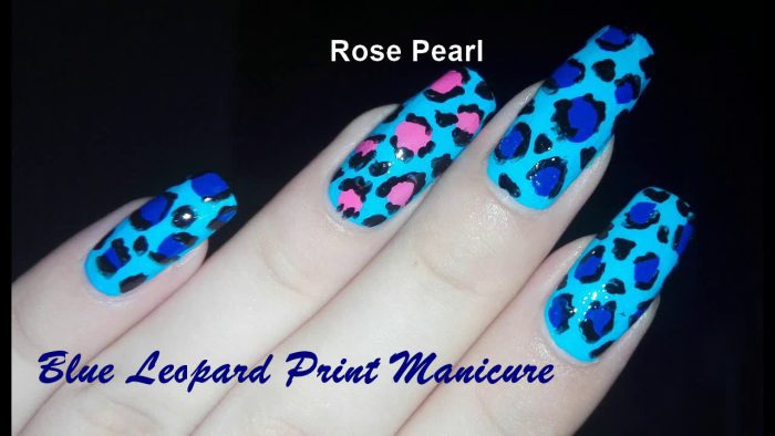 Blue Leopard Print Nail Art Tutorial