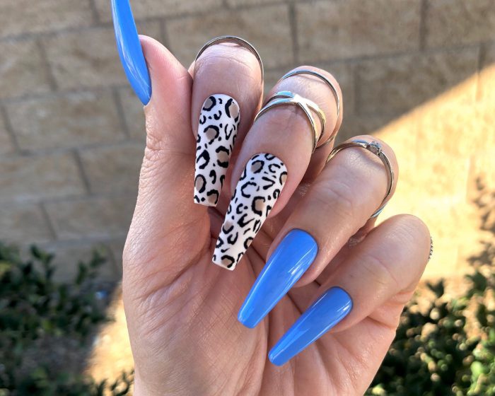 Blue Leopard Print Press On Nails Choose Your Shape