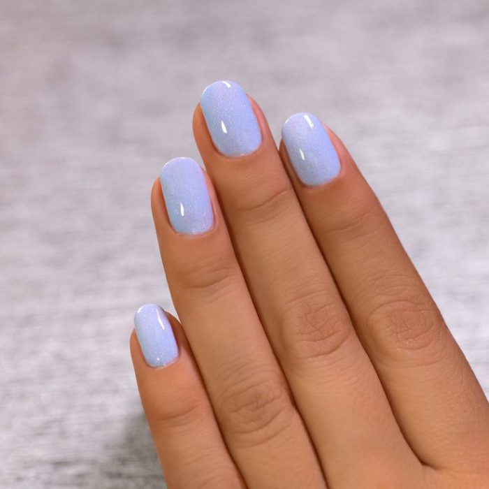 Carried Away Creamy Periwinkle Blue Holographic Jelly Nail