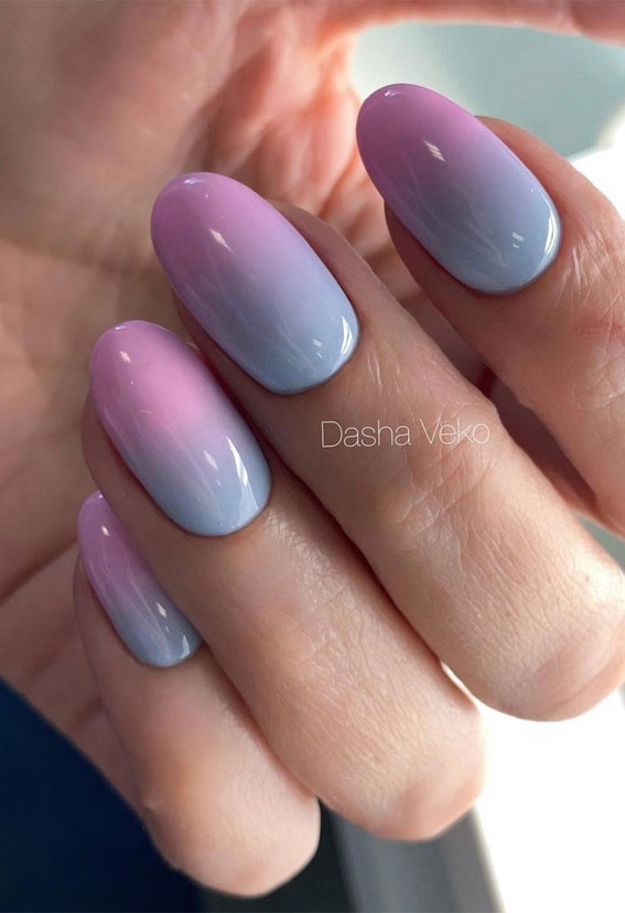 Creative Pretty Nail Trends Ombre Blue Pink Nails