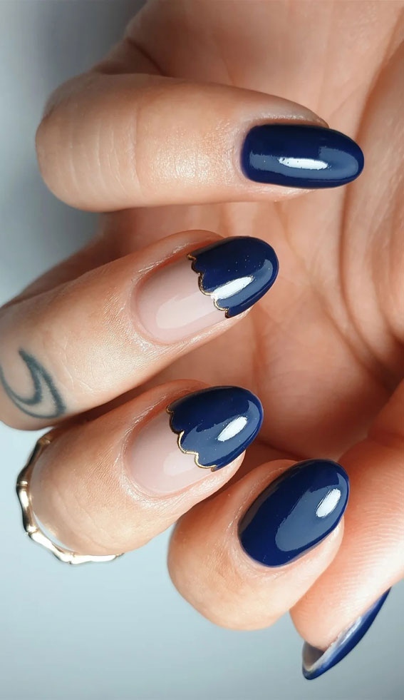 Cute Fall Nail Trends To Inspire You Deep Blue Scallop
