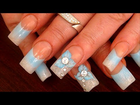 Diamonds In The Blue Sky Acrylic Nails Using Naio