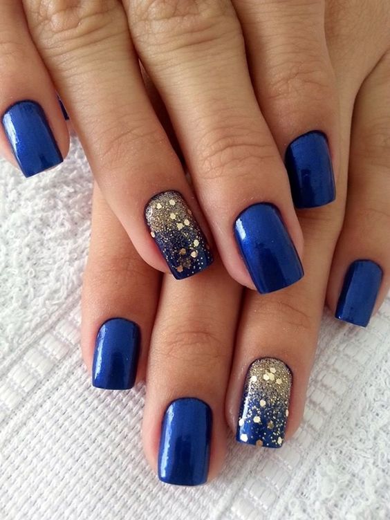 Blue Royal Gold Nails