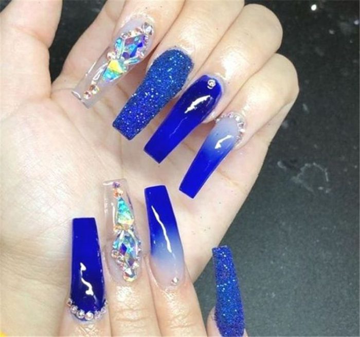 Gorgeous Dark Blue Coffin Nail Designs You Must Try This Winter