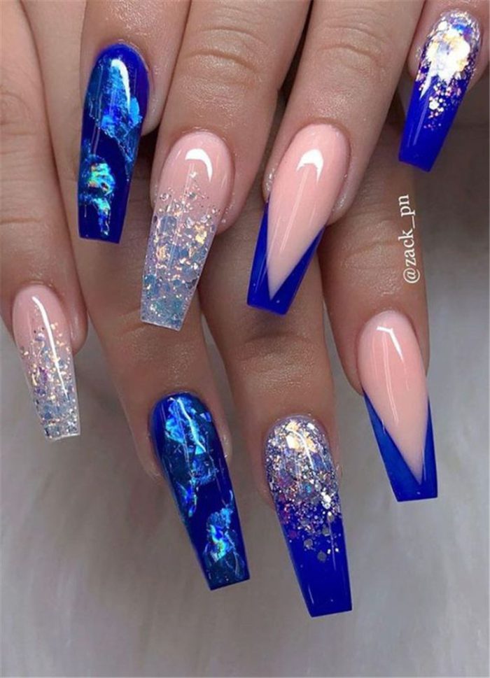 Gorgeous Dark Blue Coffin Nail Designs You Must Try This Winter