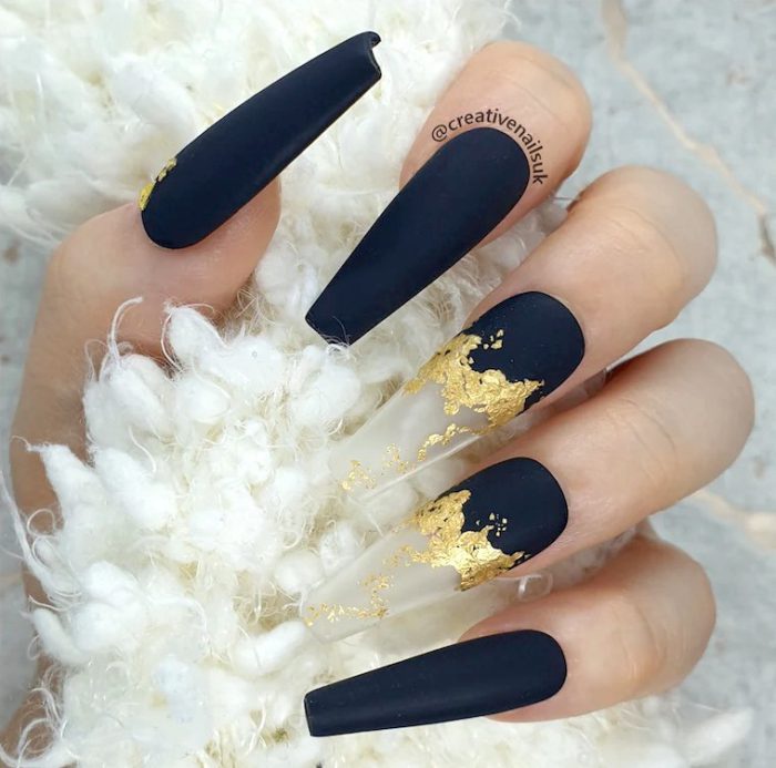 Blue Navy Coffin Nails