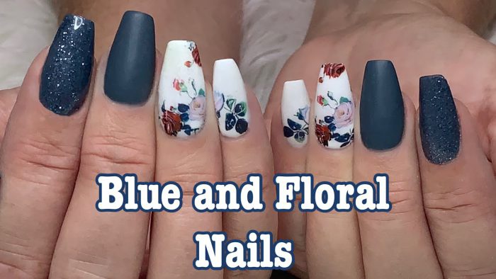 Nail Foil Tutorial Blue And Floral Fall Nails