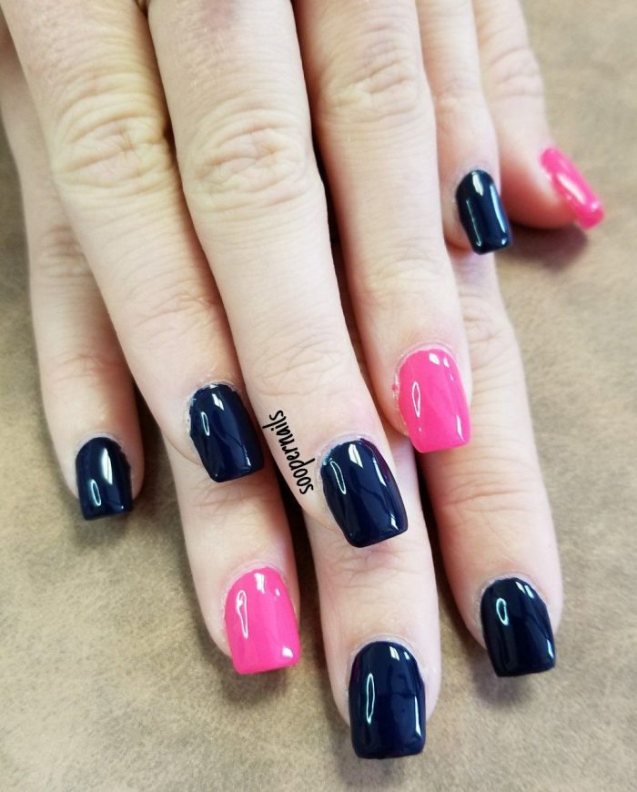 Navy Blue And Hot Pink Nails