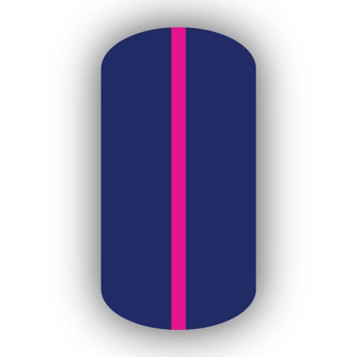 Navy Blue Nail Wrap With Hot Pink Vertical Stripe