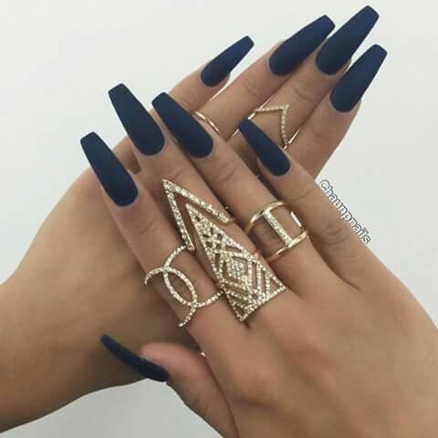 Navy Coffin Nails
