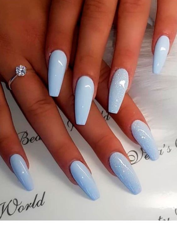 Nice Light Blue Long Nails