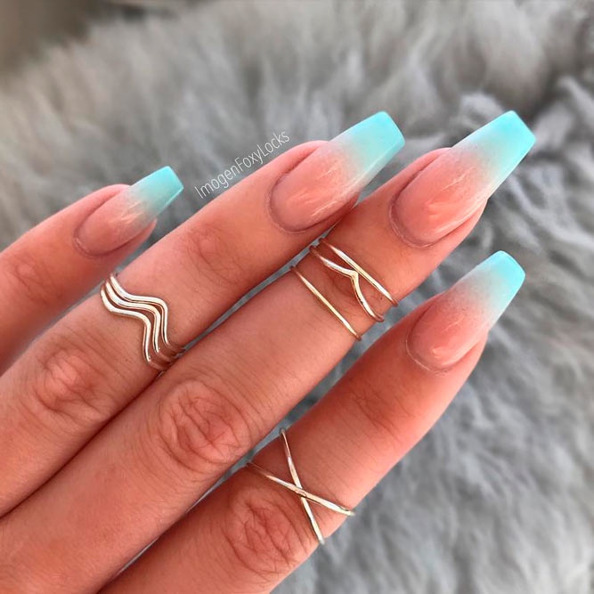 Ombre Blue Nails Coffin