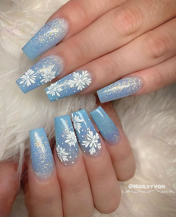 Pretty Festive Nail Colours Designs Frosty Blue Christmas