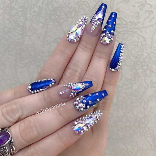 Pretty Nail Designs With Diamonds To Be Trendy In