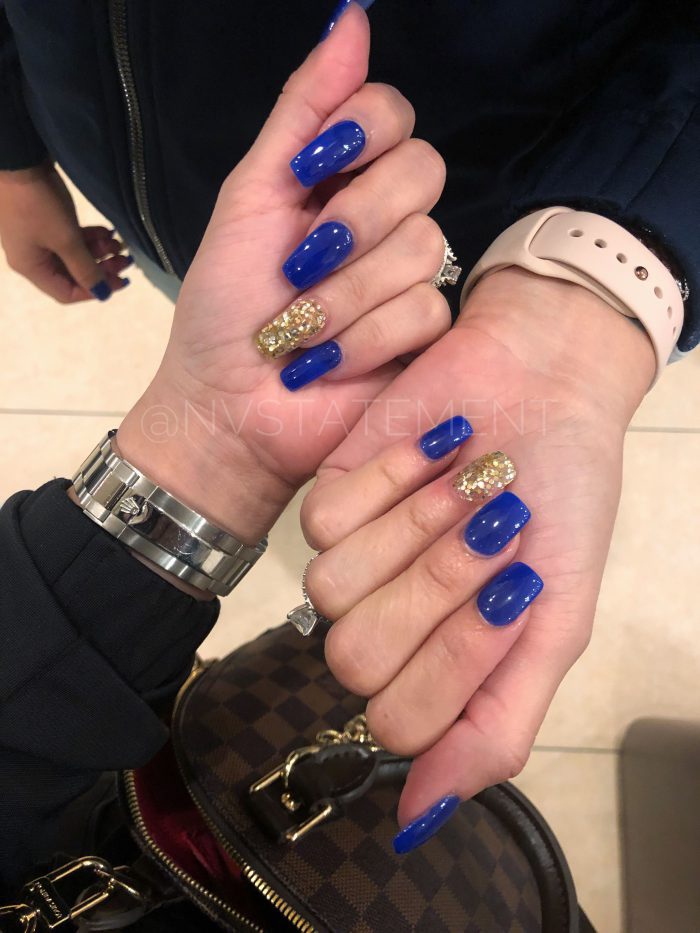 Royal Blue Gold Nails