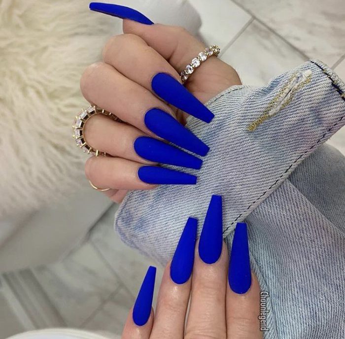 Royal Matte Blue Nails