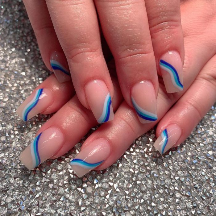 Short Acrylic Nails With Coffin Shape For Summer