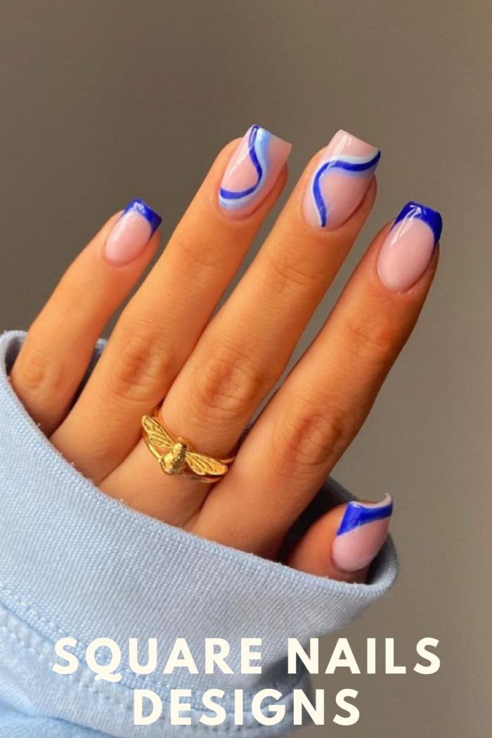 Blue Simple Acrylic Nails