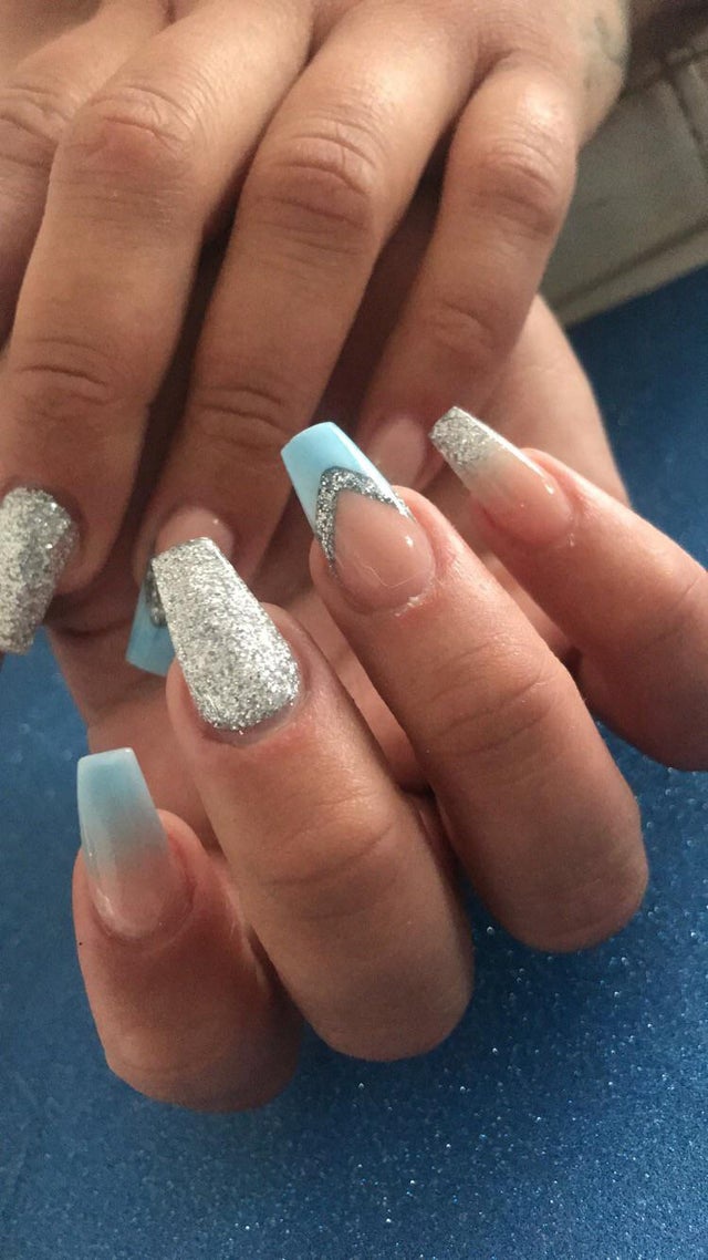 Some Blue And Silver Acrylic Nails Rnails