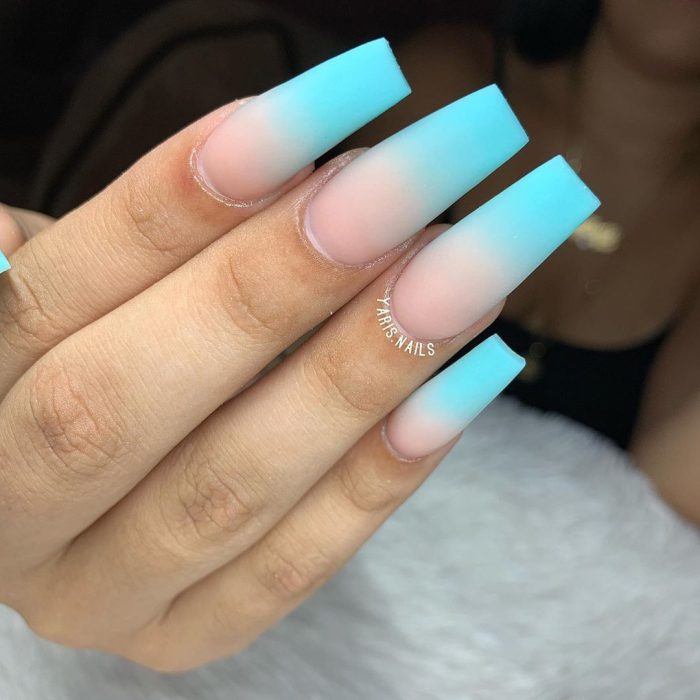 Top Teal Ombre Nails