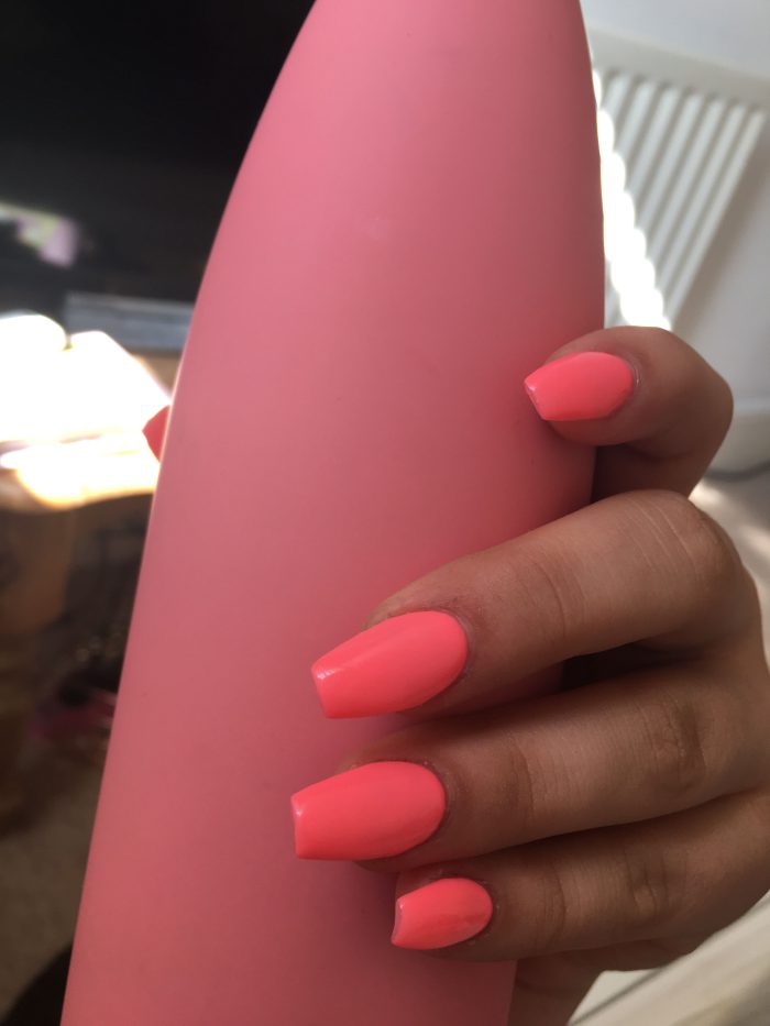 Pink Coral Nails Coffin Acrylics